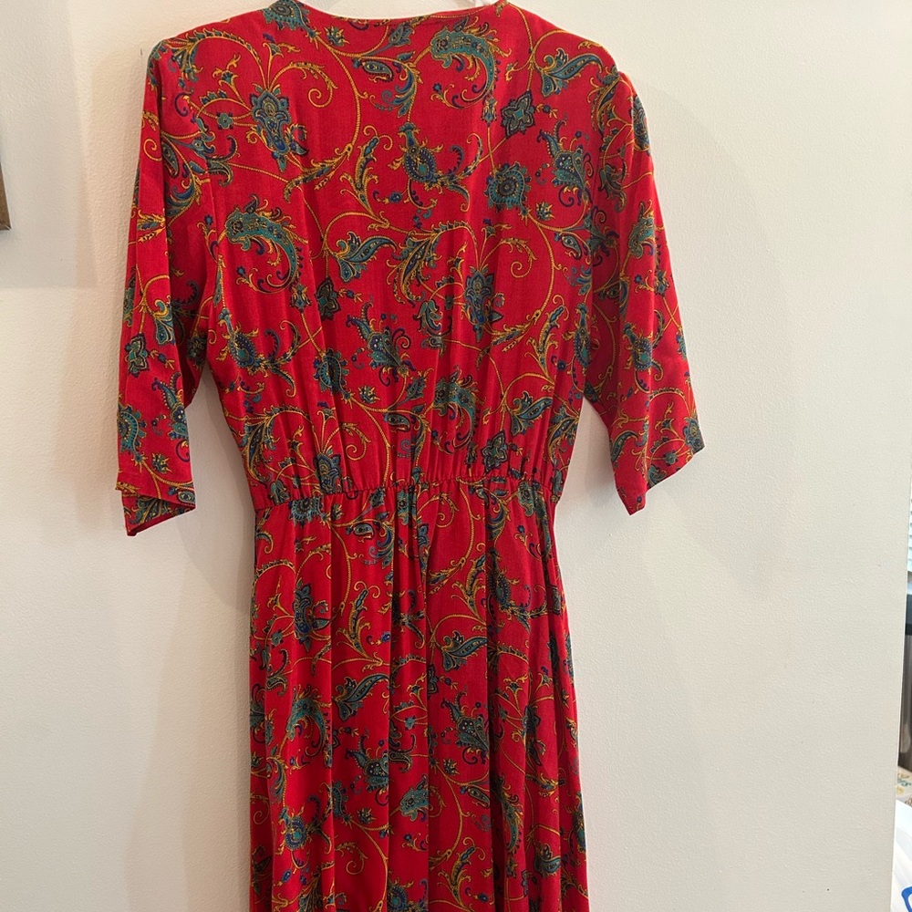 Vintage Melissa Petites Red Dress with Matching Belt Size 12 Paisley Print - Picture 5 of 5